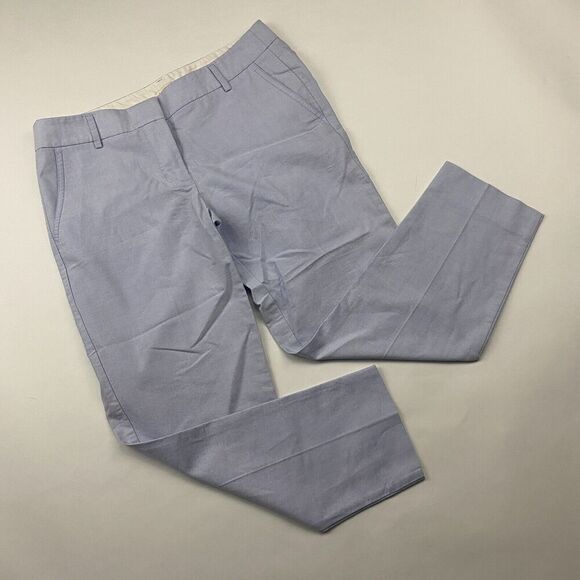 J. Crew Factory Skimmer Pant Cropped Blue 100% Cotton Oxford Size 8 - Picture 5 of 11